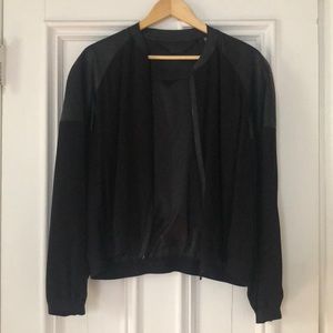 Leather & silk Elise Tahari bomber